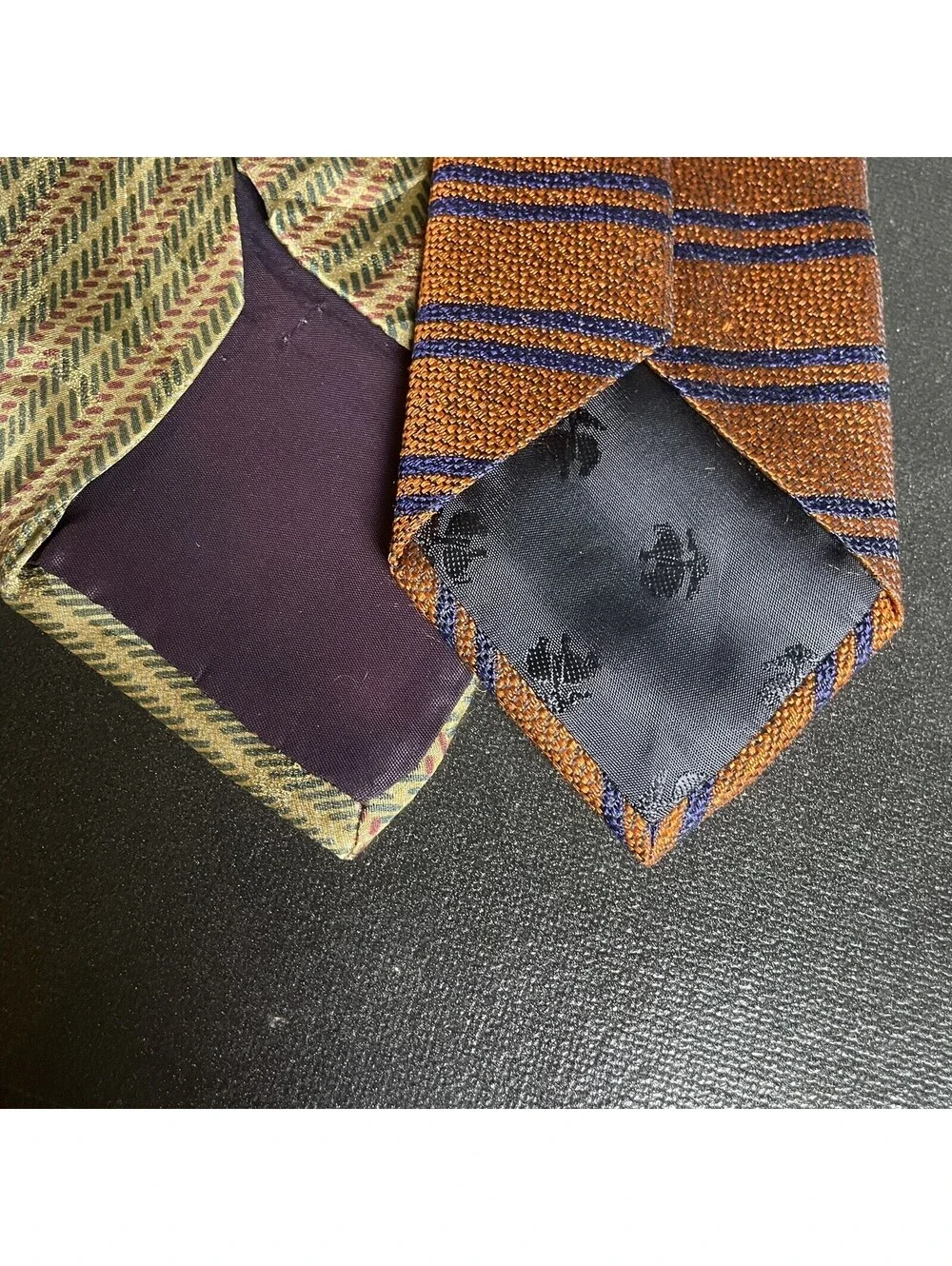 2 Vintage Men’s Neck Ties Orange & Tan 2pc Brooks Brothers 1990s Necktie